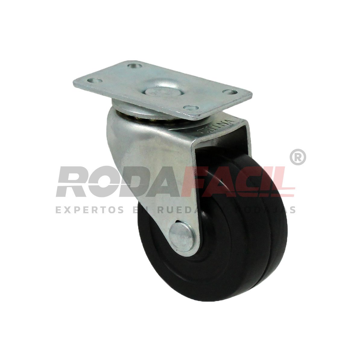 Rodaja giratoria de 2", rueda de hule duro.