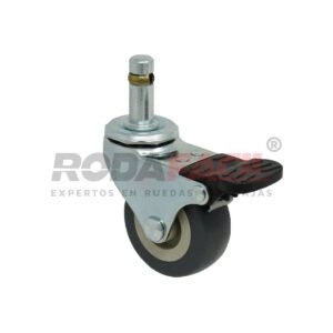 Rodaja giratoria de 2", rueda de hule termoplástico freno frontal