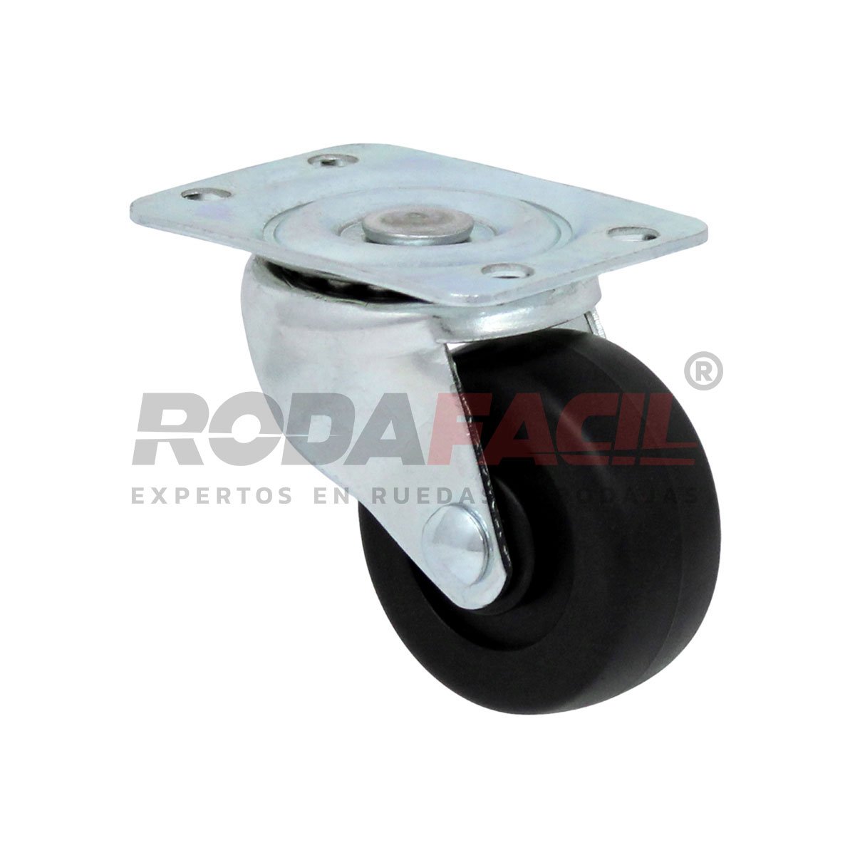 Rodaja giratoria de 2", rueda de plástico, servicio ligero.