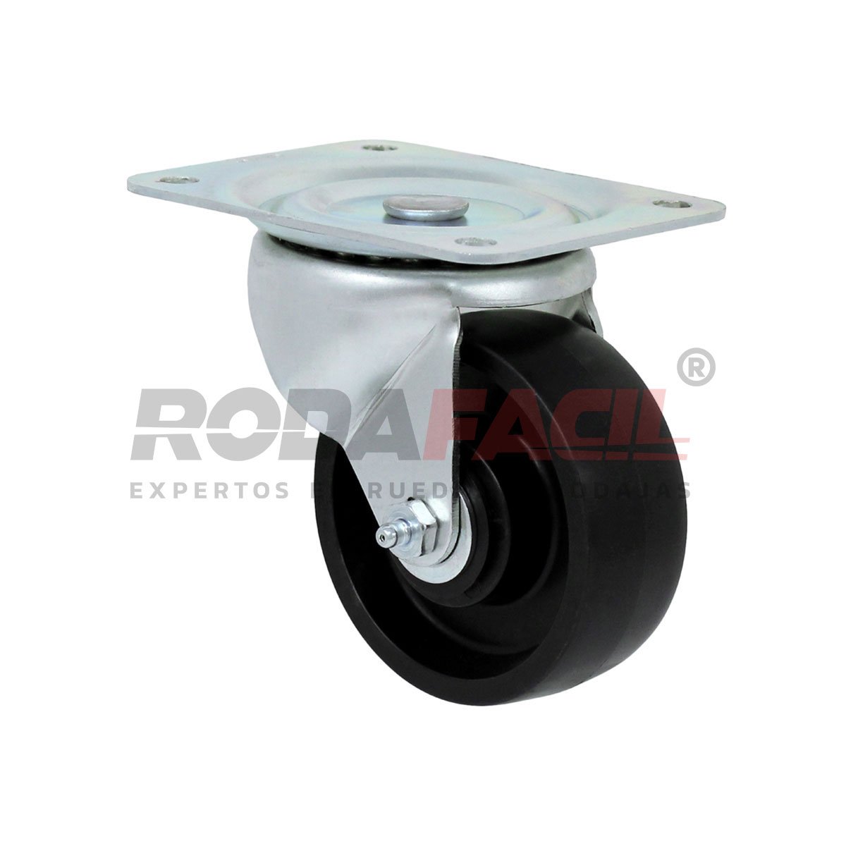 Rodaja giratoria de 4", rueda de plástico, servicio ligero.