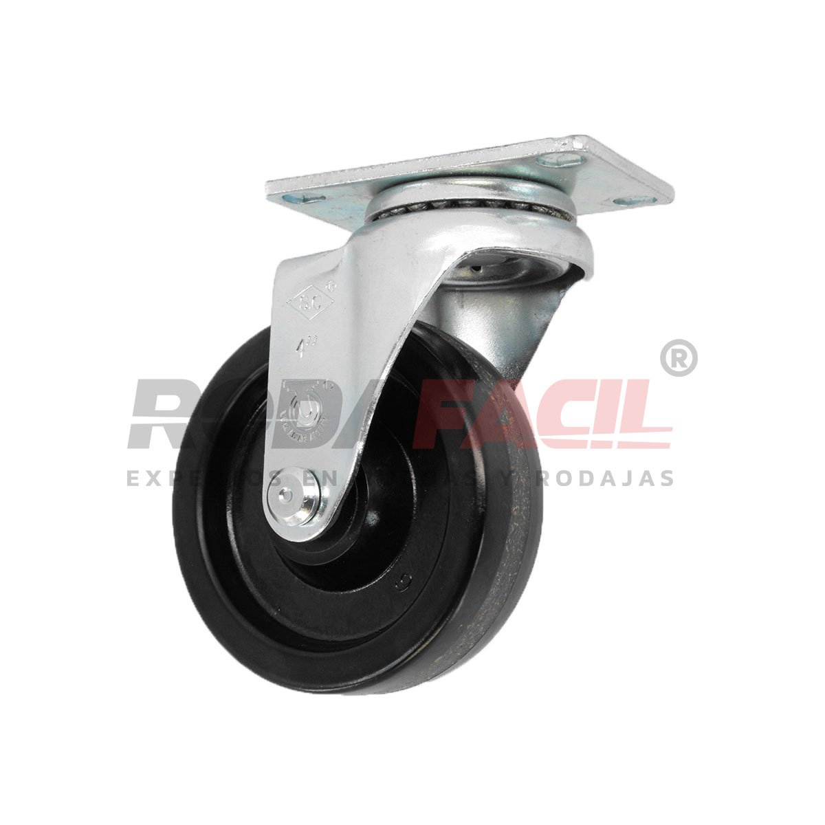 Rodaja giratoria de 4", rueda de fenólica, servicio medio ligero