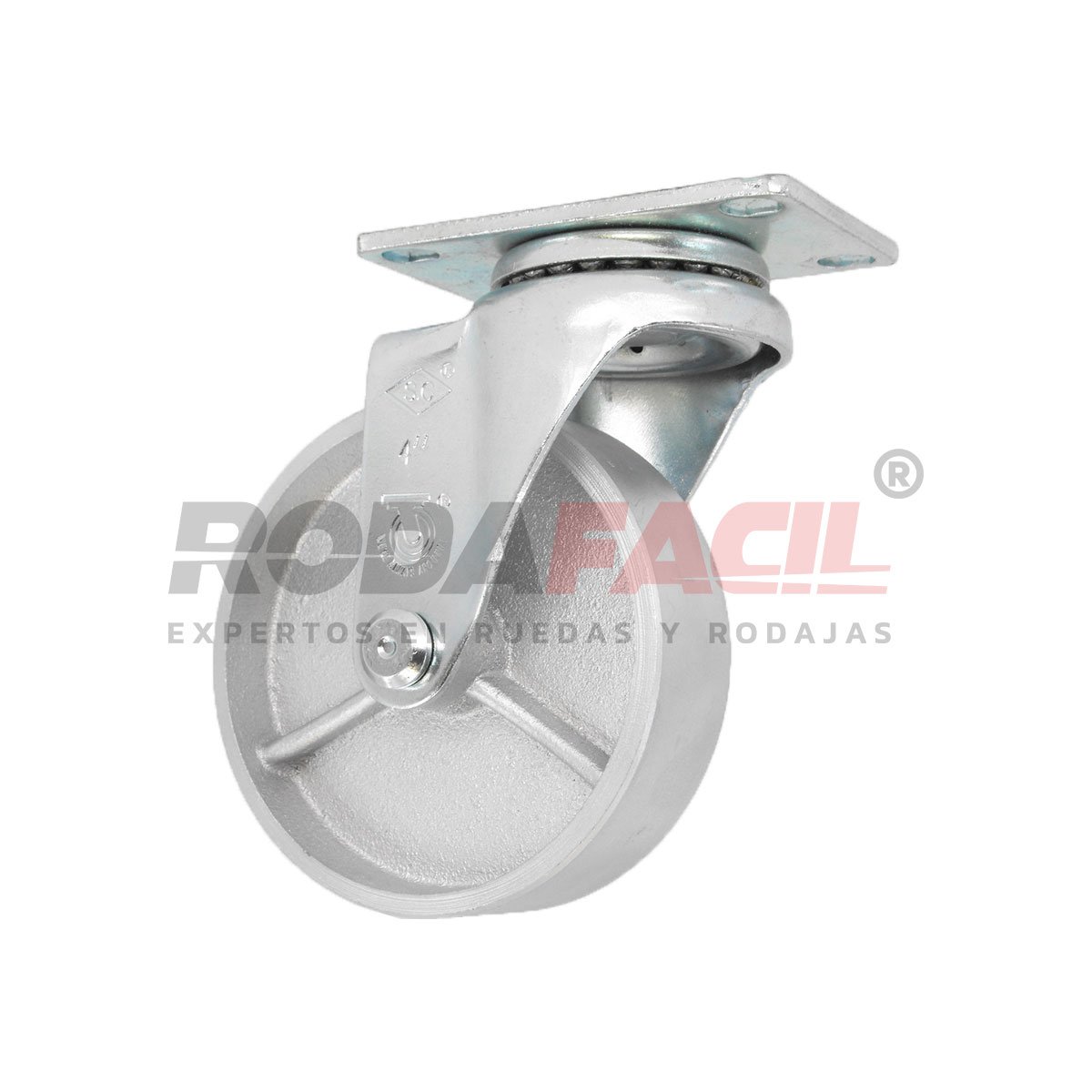 Rodaja giratoria de 4", rueda de fierro, servicio medio ligero