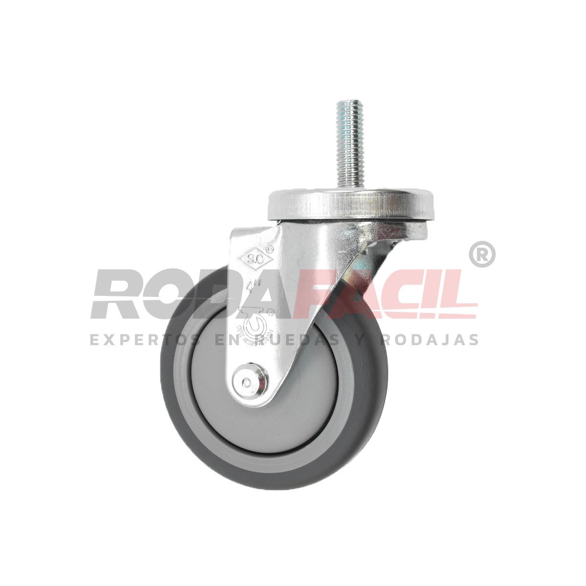 Rodaja giratoria de 4", rueda termoplástico, servicio medio ligero